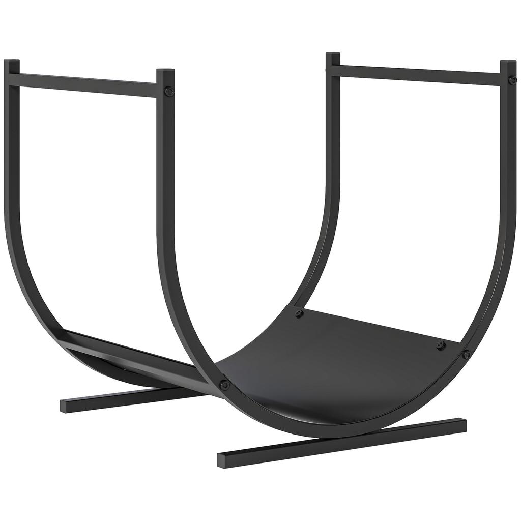 Range Bûches Porte Buche De Cheminee Incurve Robust Pour Interieur Et Exterieur Cadre En Metal 43 X 33 X 38 Cm Noir