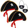 2Pcs/Set Pirate Hat And Pirate Skull Eye Patches Halloween Cosplay Captain Cap Headband For Adult Kids Birthday Party Decor Prop
