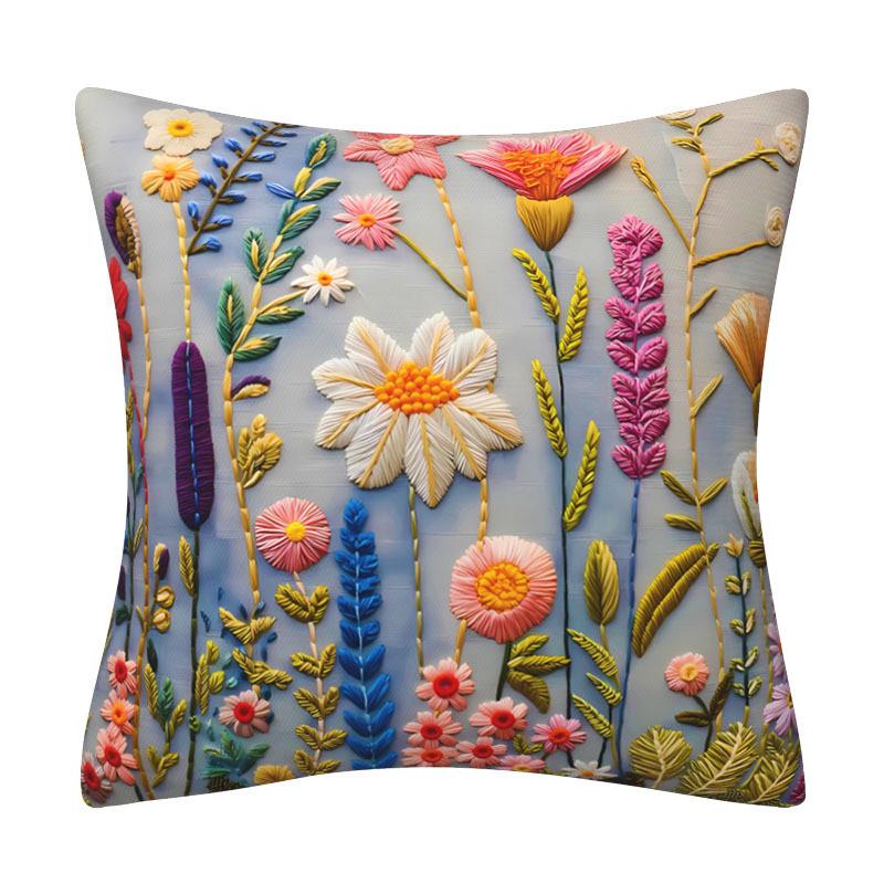 Velvet Throw Pillow Covers Floral Orange Red Botanical Pillowcases for Living Room Bedroom Sofa Bed Decoration Cushion Cover