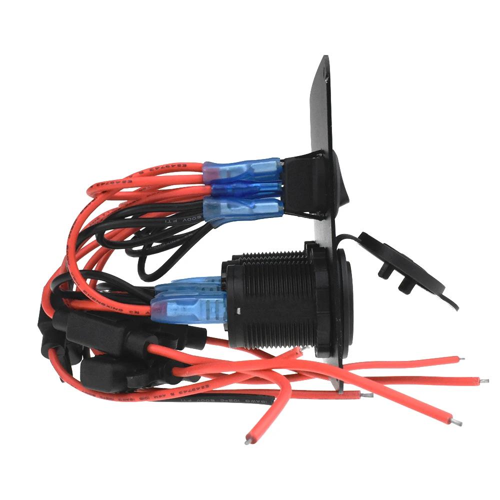 Панель переключателя для лодки, панель переключателя для автомобиля, водонепроницаемый цифровой вольтметр, двойной USB-порт, 12 В, комбинированная розетка, морской светодиодный рокер, 5 групп