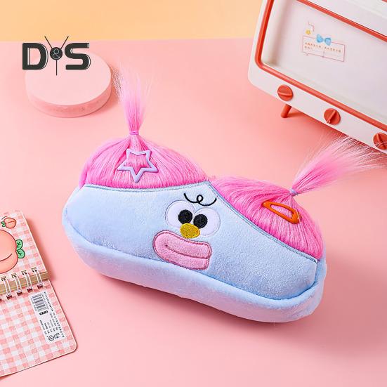 DIY Pencil Case Box Organizer Long Hair Doll Design Large Capacity Zipper Closure Pen Marker Drawing Tool Holder