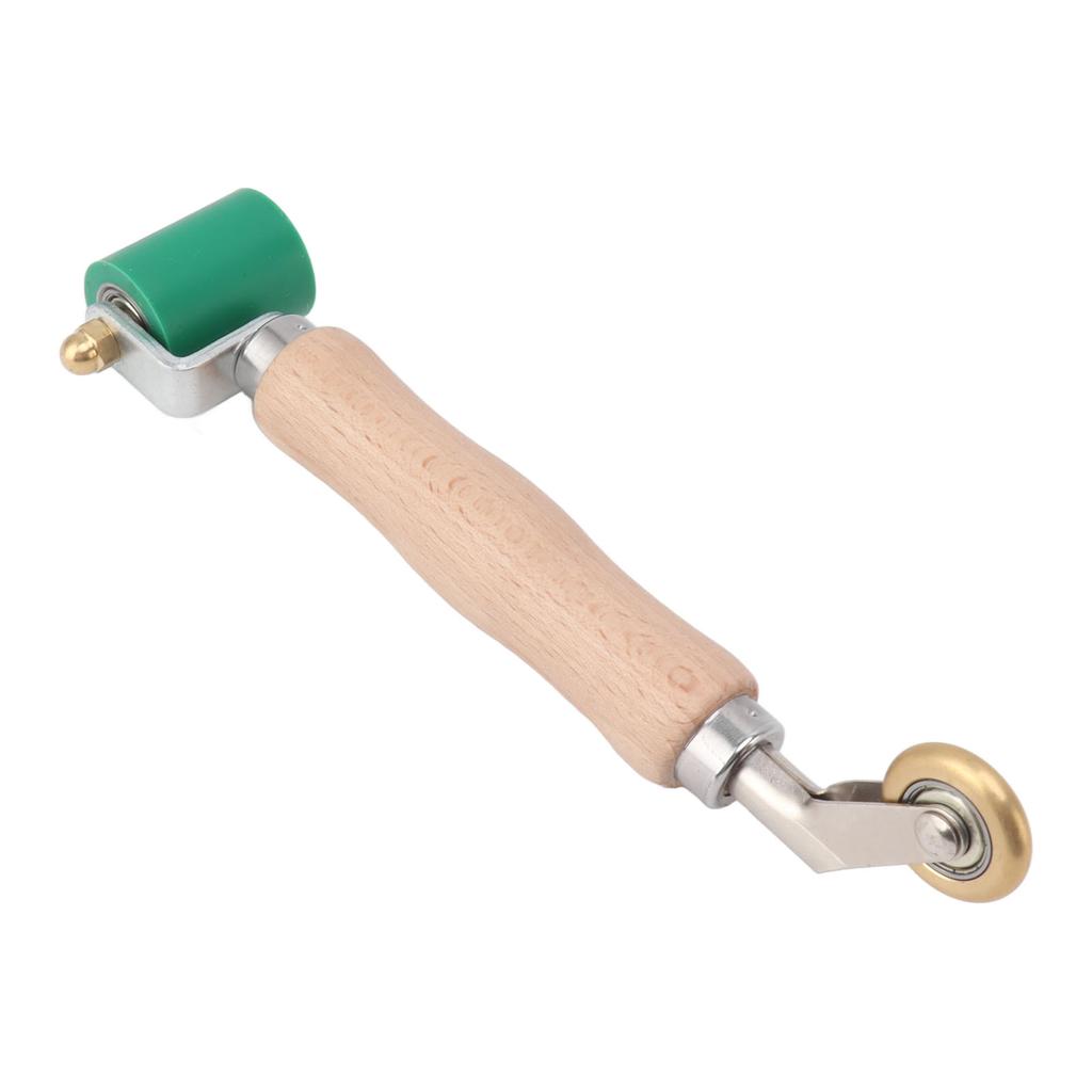40mm Silicone Seam Roller Dual Use Brass Wheel Wood Handle Wallpaper Flat Seam Roller for PVC TPO