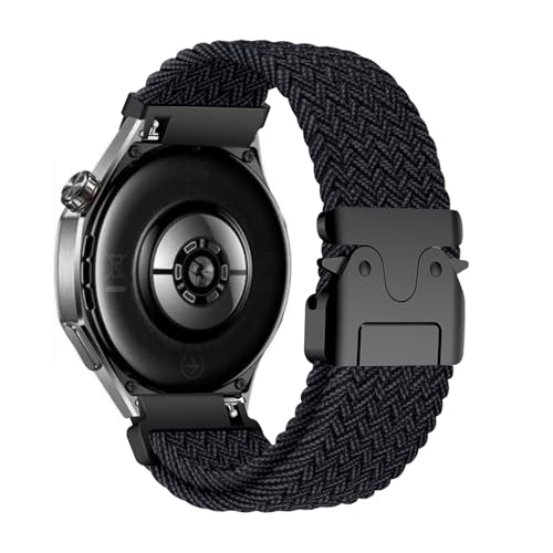 Compatible with Huawei Watch GT 6 Pro Braided Nylon Sports Replacement Strap Stainless Steel Metal Buckle Unisex 22mm Black A