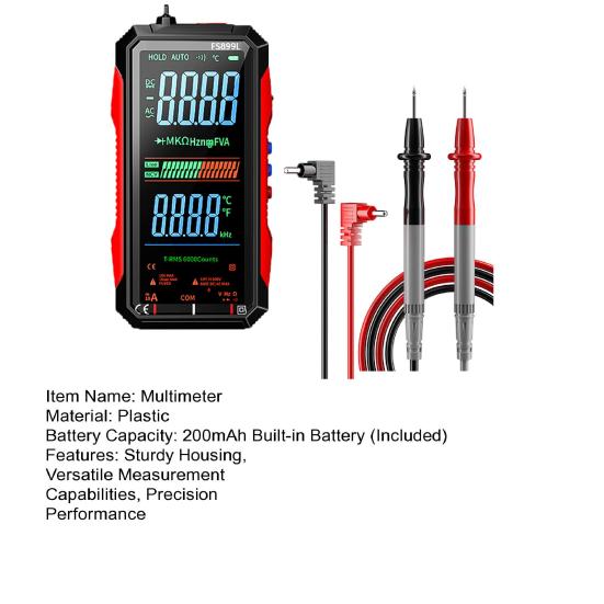 Перезаряжаемый умный цифровой мультиметр-тестер, полностью автоматический, измеритель температуры окружающей среды, мультиметр с большим дисплеем и фонариком
