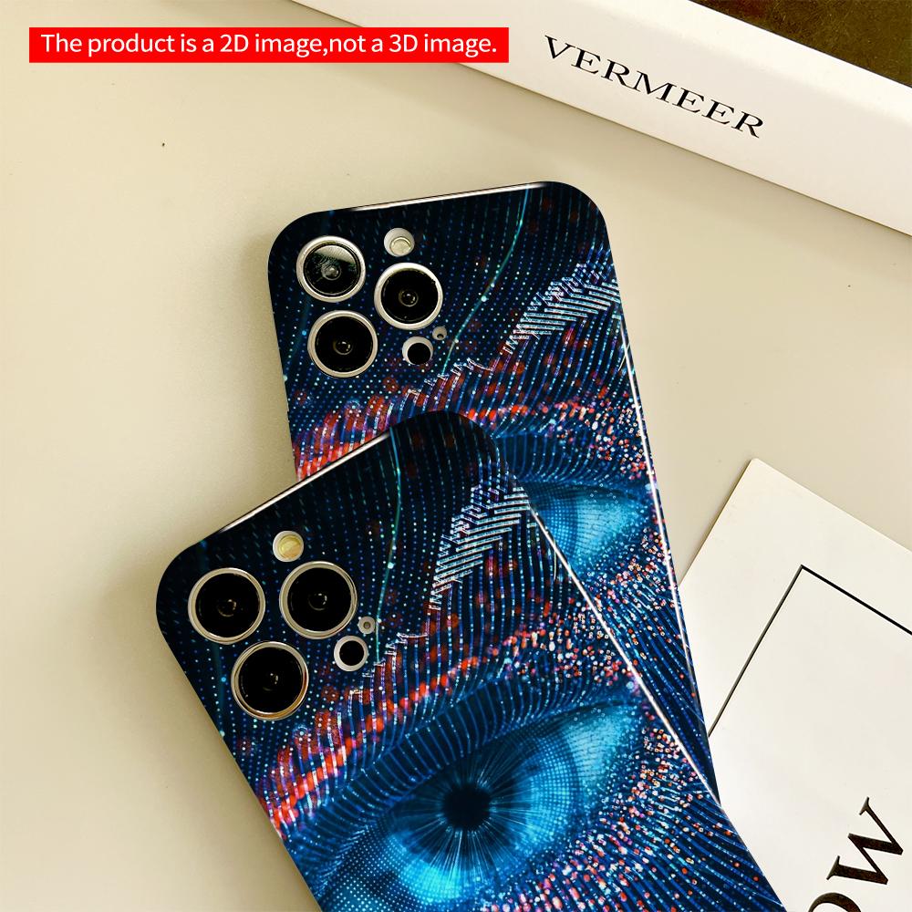 2DFlat Neon Eye Data Stream Phone Case All inclusive film hard phone case, compatible with iPhone 18 Pro Max 17 16 15 14 13 12 11