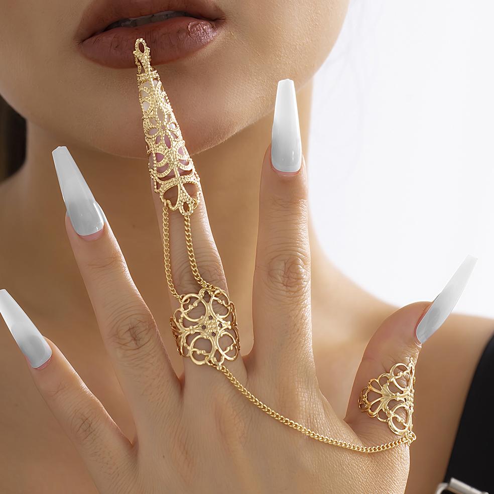 Ingemark Exaggerated Dubai Indian Thai Gold Color Harness Finger Bracelet Women Chunky Chain Belly Dancer Cosplay Hand Jewelry