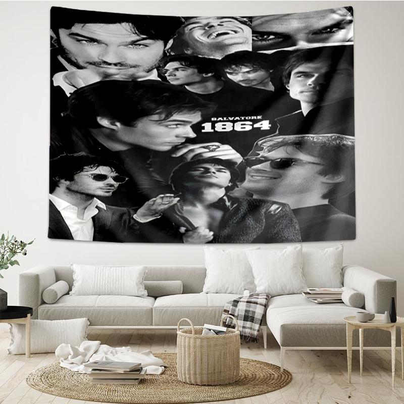 Two Men In Suits Damon Tapestry, Unique Design Tapestry, Wall Decor for Bedroom,Livingroom, Playroom,Heartwarming Fan Holiday Gifts