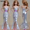 Elegant Silver Party Dress Clothes For Barbie Dolls Clothes For 1/6 BJD Doll Girl Present For Christmas 1:6 Doll Clothes Kid Toy