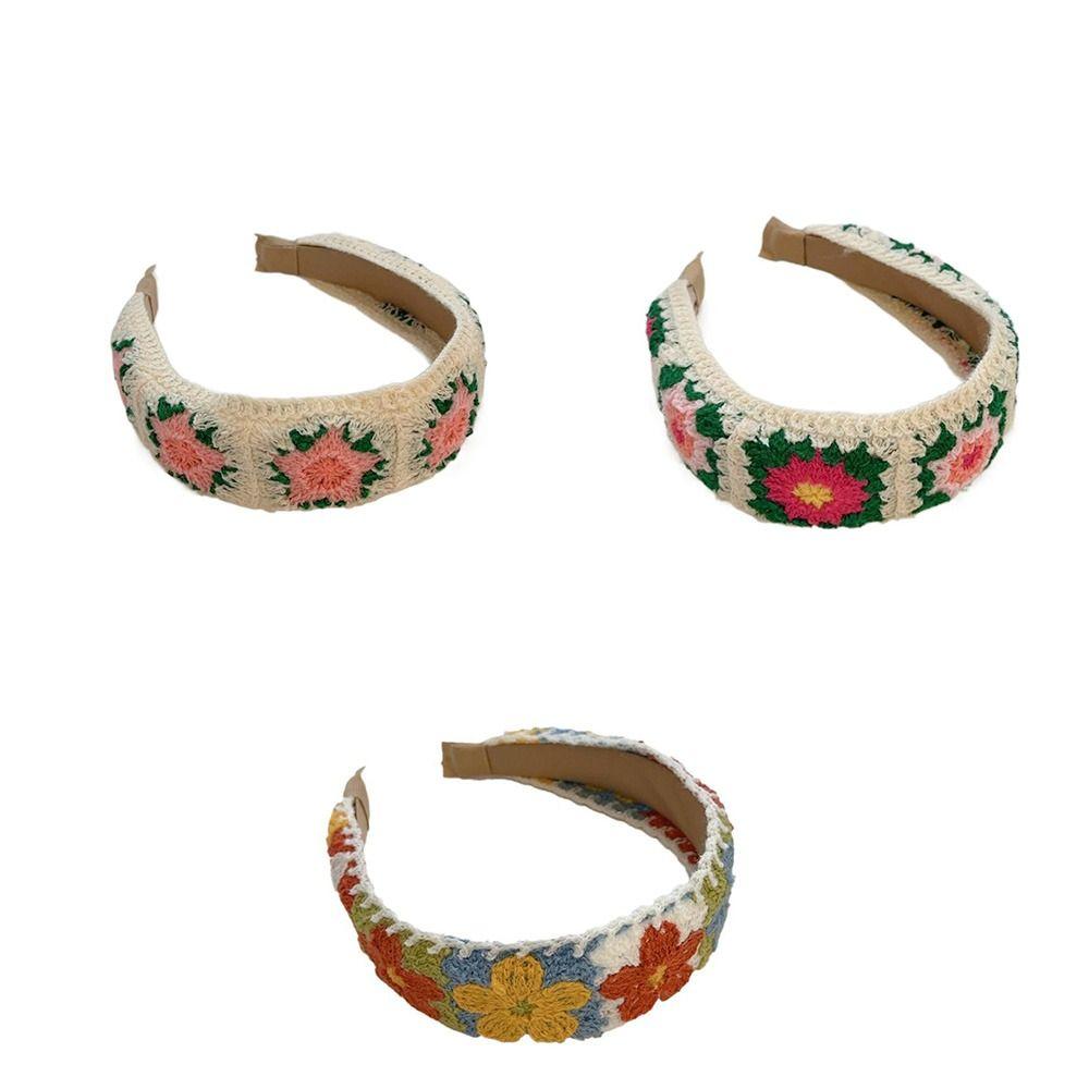 Повязка на голову с вышивкой в стиле бохо, яркая, с широким краем, повязка на голову на каждый день