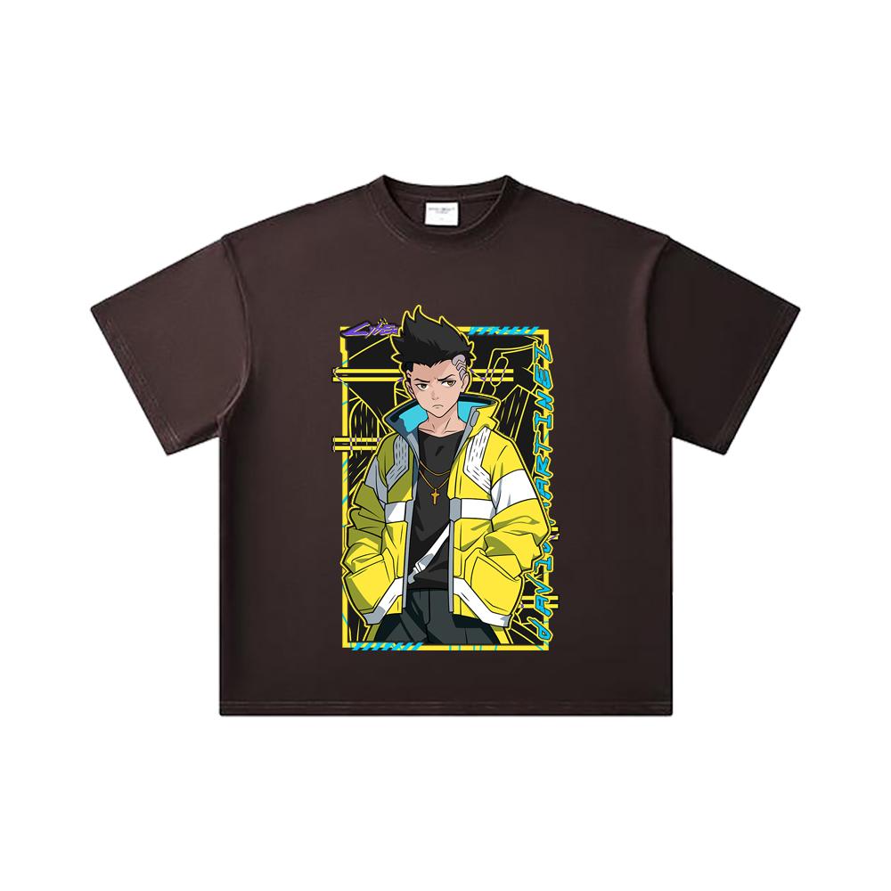 260 GSM Double Yarn 32 Count 100% Cotton Cyberpunk Edgerunners V7 David Print Unisex Heavy Cotton T Shirt