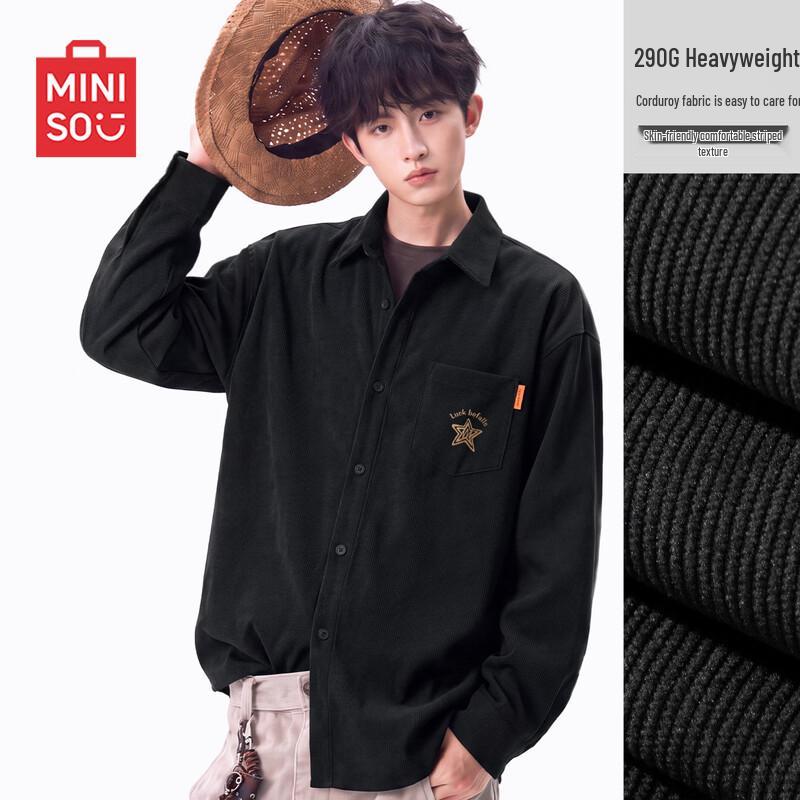 MINISO Мужская вельветовая рубашка с длинным рукавом