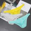 Men Briefs Ice Silk Ultra-Thin Low-Waist Underwear U-Convex Solid Color Elastic Breathable Panties Daily Wear