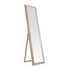 Espejo de Pie de Madera 157x37 cm Beige – Marco MDF Decapado, Estilo Nórdico, Pie Regulable