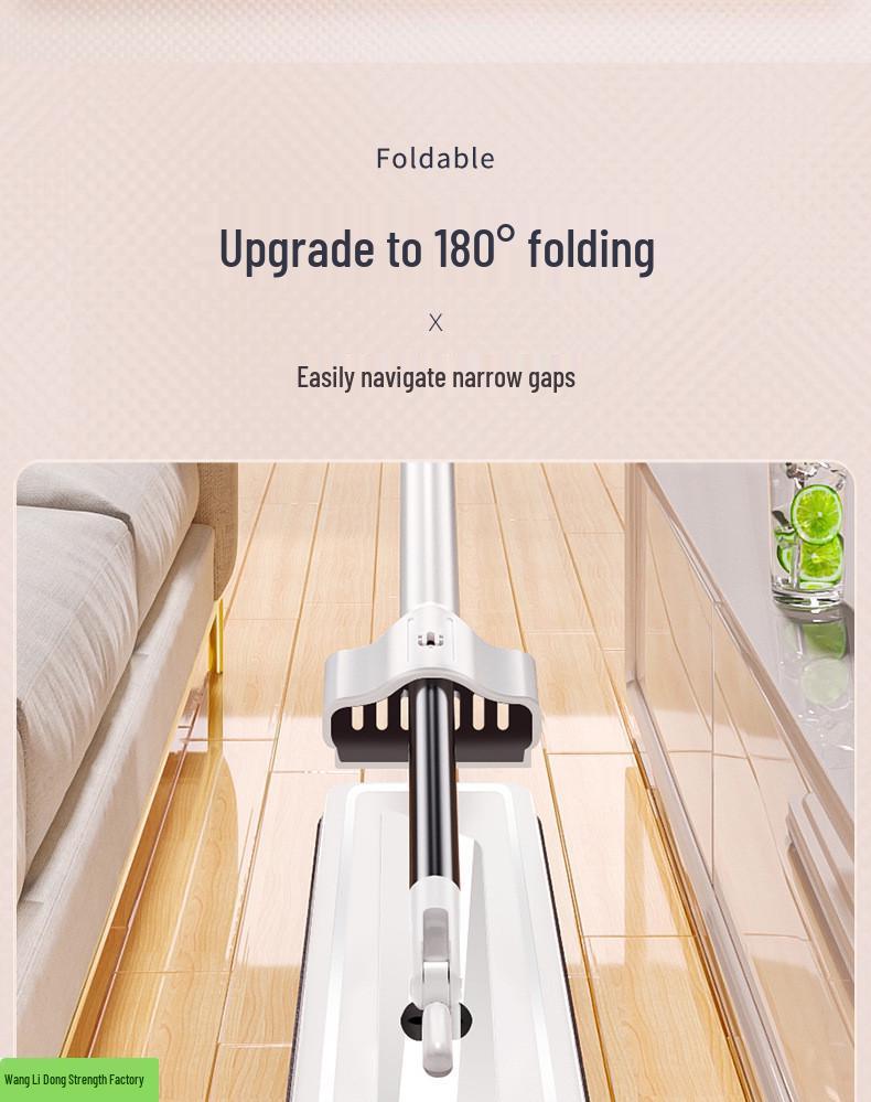 Qing Jie Jia Hand-Free Washable Flat Mop: New Model for Wet and Dry Use, Includes Two Cloths for Easy One-Wipe Clean.
