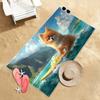 Cute Pomeranian Surfing Beach Towel Kawaii Dog Hawaiian Flower Print Quick Dry Oversized Bath Towel for Summer Pool Vacation