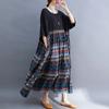 Summer Art Large Size Loose Splicing Printed Short Sleeve Dress Women's Long Dress