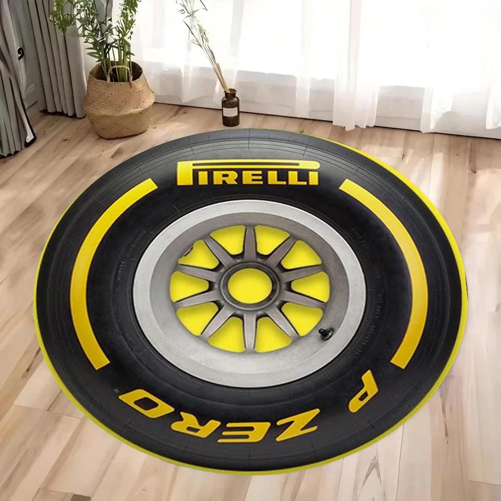 Tire-Shaped Round Car Rugs – Anti-Slip Floor Mat for Boys Bedroom, Living Room, Home Decor, Unique Coffee Table Accent
