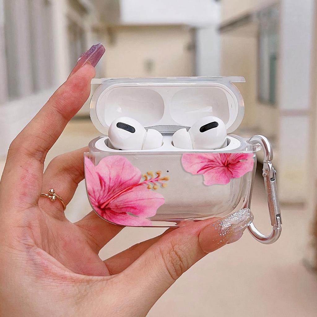 Прозрачная цветочная накладка на наушники для AirPods Pro2/Pro3/Pro, противоударная накладка на наушники для AirPods4/3/1/2, амортизирующая