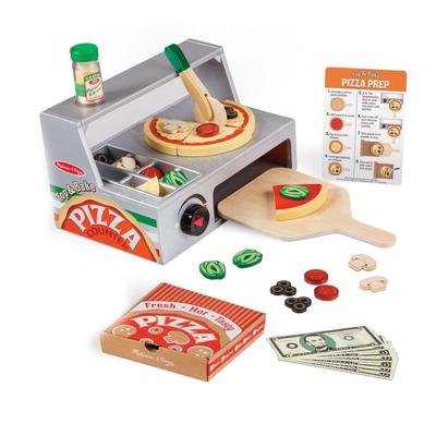 Melissa & Doug Деревянная игровая кухня Магазин пиццы Прилавок для пиццы Игрушка еда 9465 (Подлинный продукт)