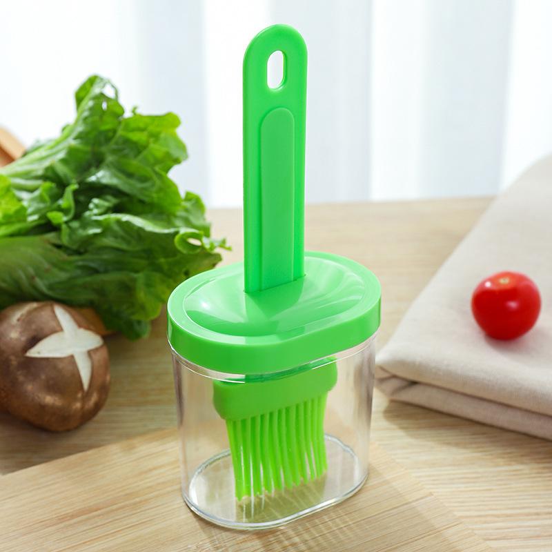 Household Silicone Oil Brush with Bottle Small Oil Pot Kitchen High Temperature Baking Magic Plastic All-in-one Barbecue Oil Bottle Brush