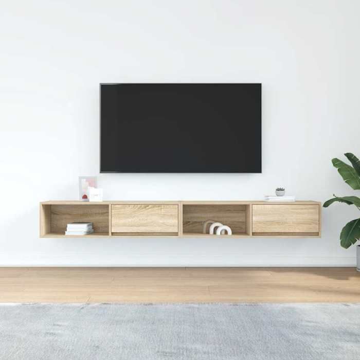 VidaXL TV Units 2 Pcs Sonoma Oak 100x31x25.5 Cm Engineered Wood, TV Bench, Hi-fi Cabinet, Entertainment Center, 861477