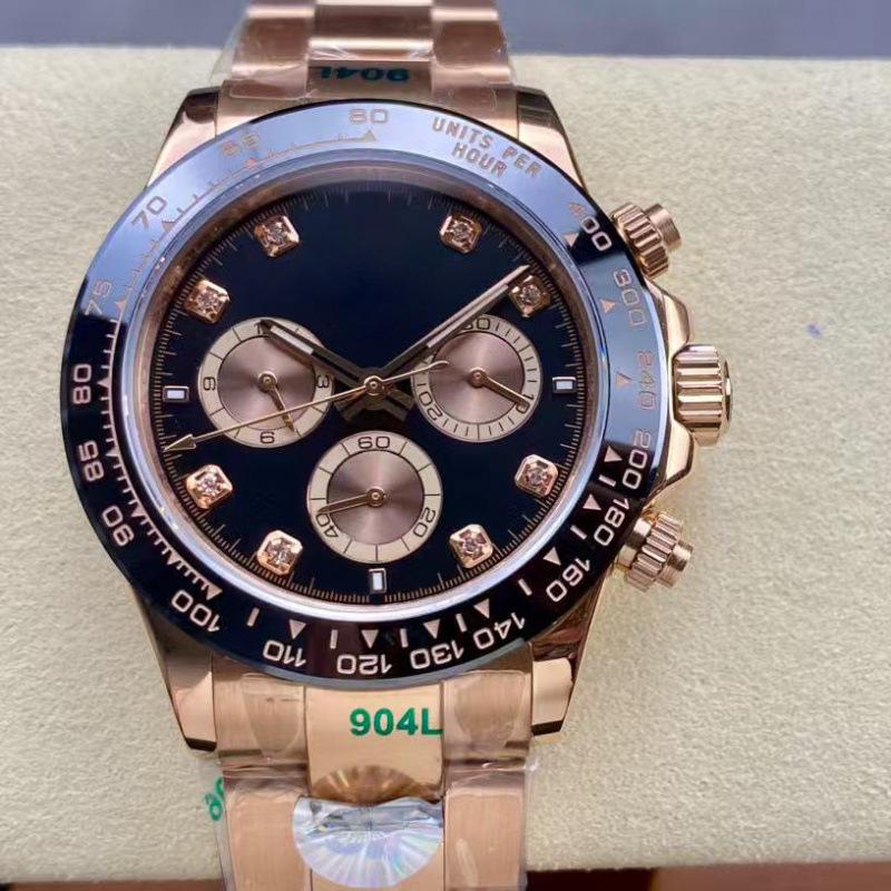 Мужские автоматические механические часы Rolex Daytona 40 мм, многофункциональные, с инкрустацией бриллиантами.