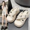 Fashion Korean Cross Thick Sole Sandals for Women 2024 Summer New Butterfly Fashion Versatile Open Toe Beach Trendy Shoes for Women