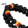 Layered Colored Wood Bead Bracelets Natural Obsidian Stone Bracelet for Men, 8mm Rock Beaded Accessories Stretch Bracelet, Stackable Elastic Wristband