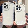Cream Wave Curved Silicone Glossy Soft Case Shell Mobile Phone Back Cover for iPhone Samsung Xiaomi