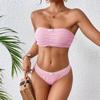 2025 New Solid-color Bikini Swimsuit Is A European and American Sexy Lace-up Two-piece Bikini