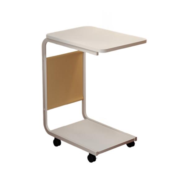 Двухуровневый приставной столик C-образной формы, перекатывающийся маленький кофейный столик с деревянной столешницей и металлическим каркасом, угловой столик для гостиной, спальни, прикроватная тумбочка, письменный стол на колесиках