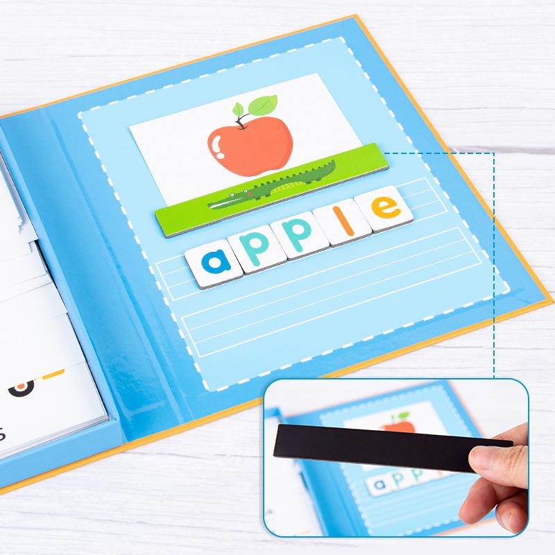 Books Magnetic Spelling Games, Early Childhood Education Enlightenment English Alphabet Puzzle Cognitive Learning Toys Handwriting