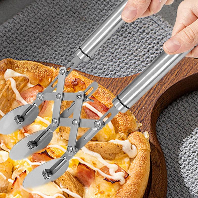 3/5 Wheels Retractable multi-wheel knife Stainless Steel Pizza Slicer With Handle Dough Divider Knife Flexible Roller Blade Tool