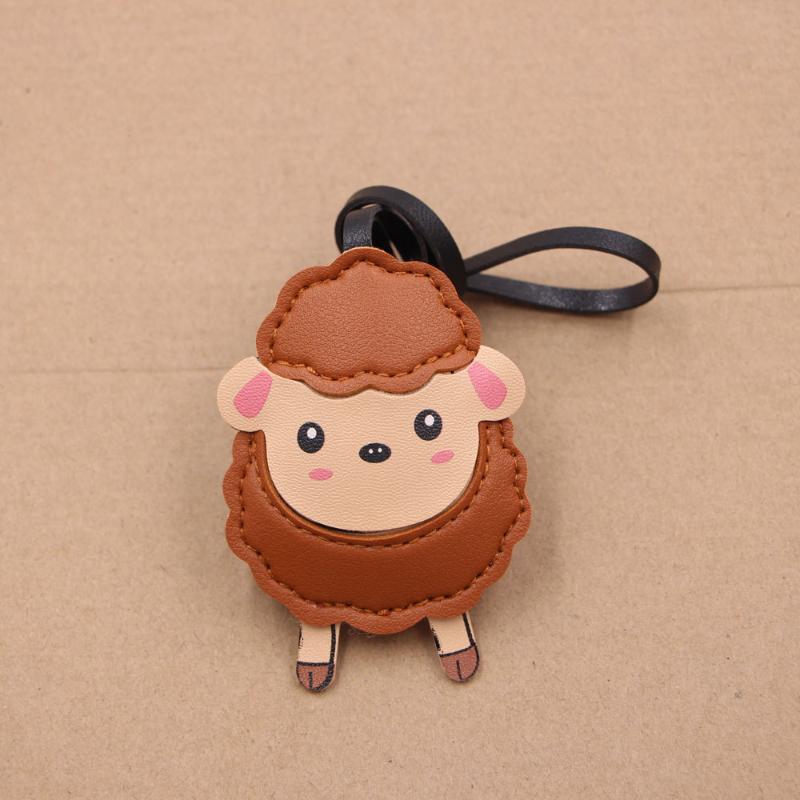 Fashion Cartoon Sheep PU Leather Bag Charm Cute Decorative Hanging Ornament for Backpacks Handbags Keys Travel Accessory