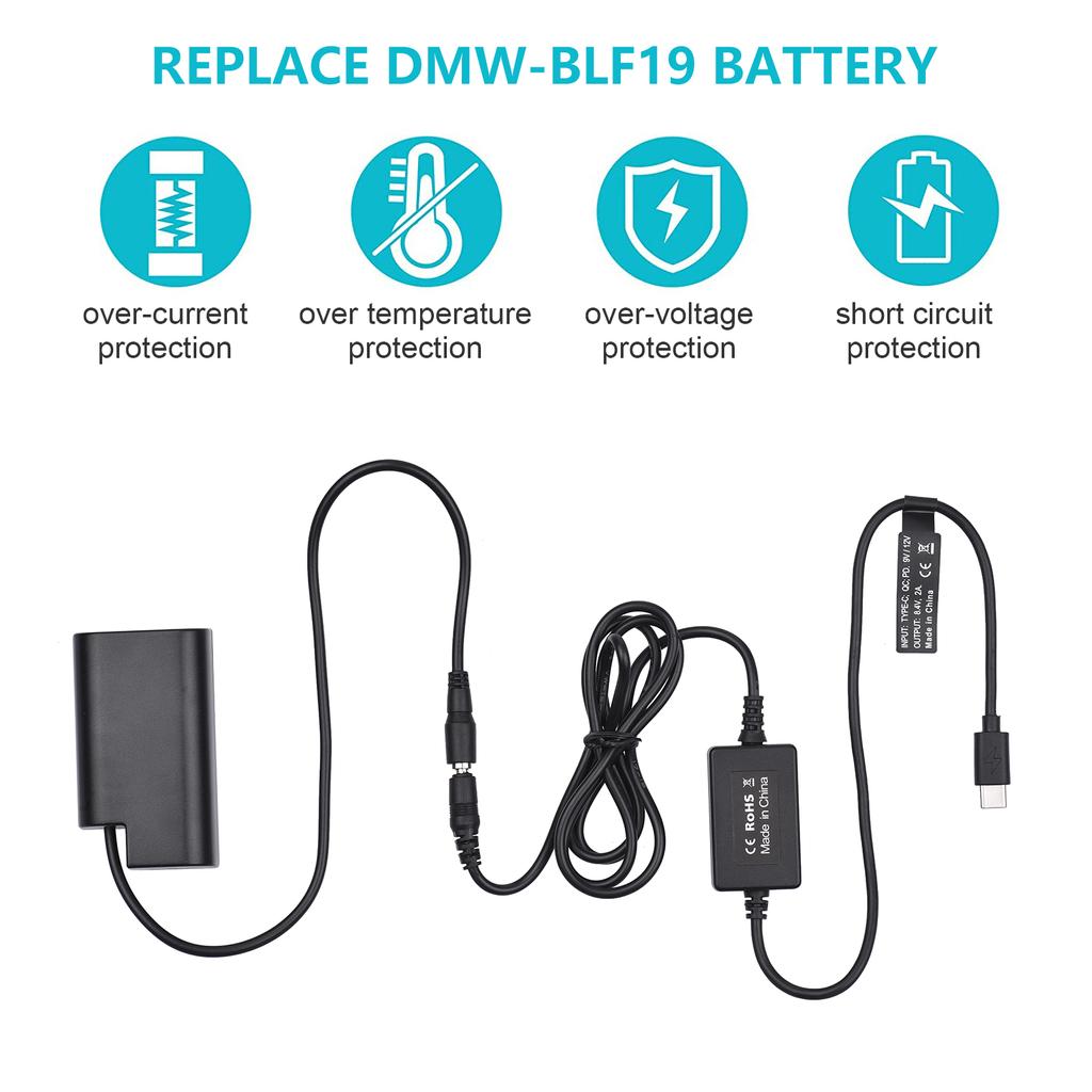 Кабель PD USB TypeC к DMWDCC16, фиктивная батарея, переходник постоянного тока DMWBLJ31, замена для Panasonic LUMIX
