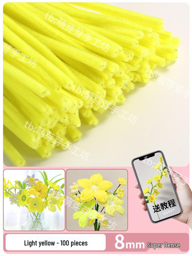 Thickened White Chenille Pipe Cleaners - Mixed Colors for DIY Bouquet Crafts