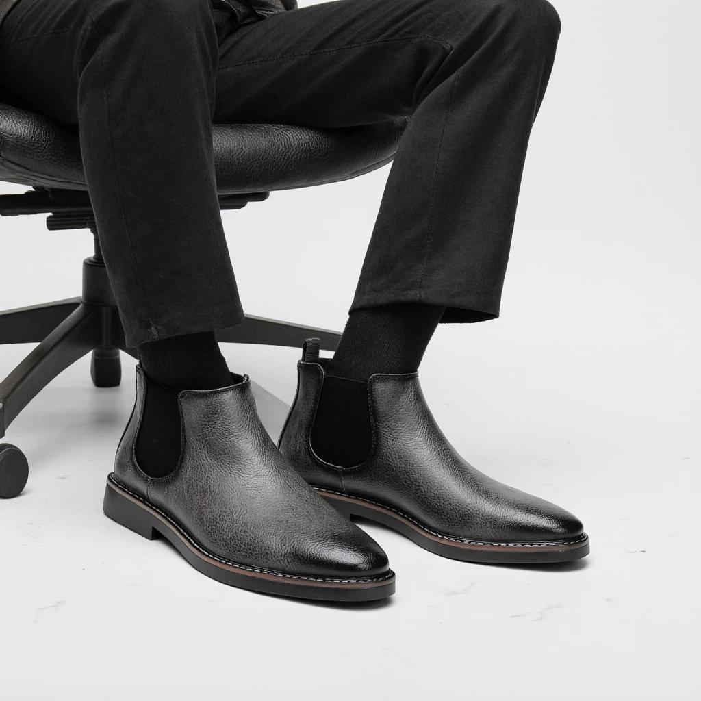 HECRAFTED SHOES/ Зимние мужские ботинки из искусственной кожи