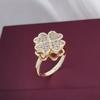 High-Grade Luxury Rotating Four-Leaf Clover Ring Female Niche Design Open Finger Ring Super Nice Girls Ring