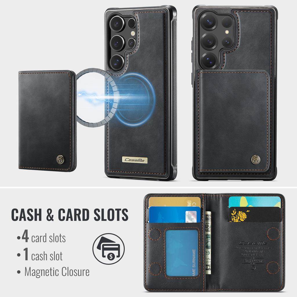 For Samsung Galaxy S25 Ultra Magnetic Case CASEME ME80 Series Leather PC TPU Phone Cover with Detachable Wallet