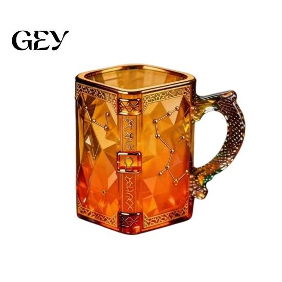 Fantasy Lover Mug Magic Constellation Glass Mug, 330ml Zodiac Coffee Cup with Home Library Heat Reveal Design, Starry Night Water for Collectors