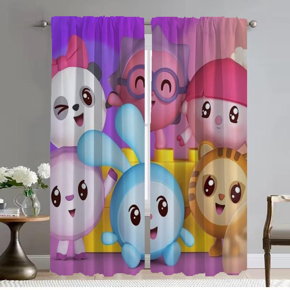 Elegant Room Curtains 2 Pieces BabyRiki Halloween Decoration Living Room Curtain Tulle for Bedroom Partition Shades Kitchen Home