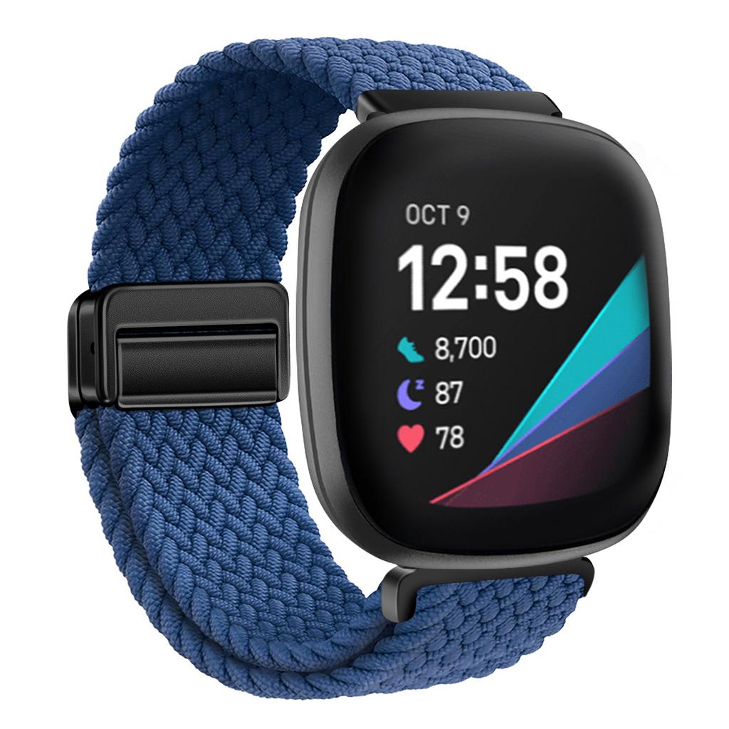Плетеная нейлоновая петля-ремешок для Fitbit Versa 4/3, регулируемый металлический магнитный браслет-ремешок для Fitbit Sense 2/1, аксессуары для ремешка