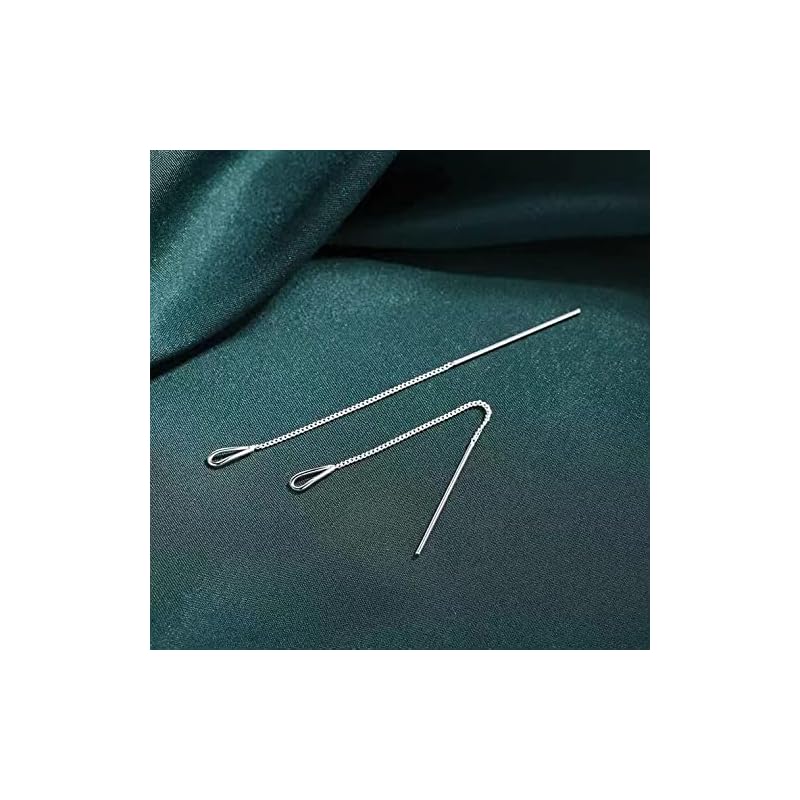 Earrings Silver Earrings Chain Silver American Earrings Drop Silver925 Simple Sway Gold Pink Gold (Silver)