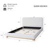 Кровать с каркасом из букле размера Queen-size с изогнутым изголовьем, Белая платформа-кровать «Облако» с обивкой, Основание из массива дерева, Мягкие закругленные углы