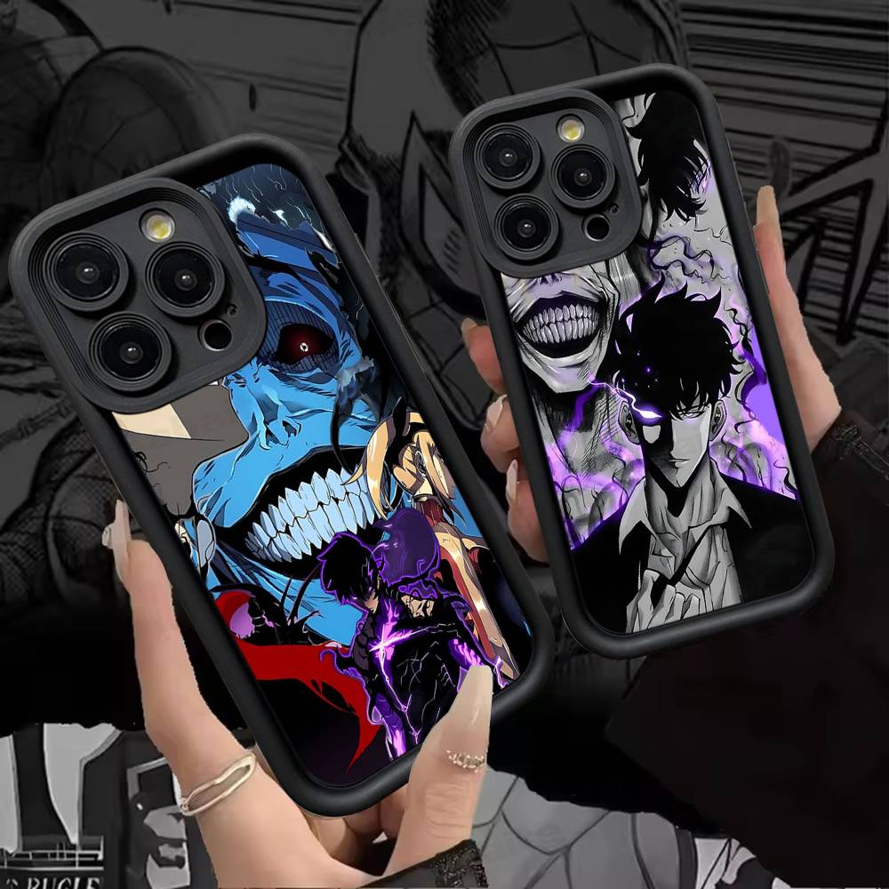 Популярный Чехол Для Телефона Аниме S-Solo L-Leveling Чехол Для Телефона Для IPhone 17 16 15 14 13 12 11 Pro Max Plus Мягкий Черный Чехол