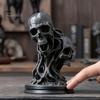 Домашние акценты в готическом стиле 3D-печатное украшение «Двойной череп», Скрученная фигурка скелета из смолы, Статуэтка-аксессуар для создания атмосферы секретной комнаты на рабочем столе