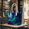 Galaxy Pattern Tote Bag Fashion Portable Large Capacity Casual Daily Shoulder Handbag for Outdoor Shopping Travel