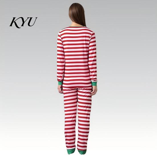 Comfortable Home Wear Family Christmas Pajamas Matching Sets, Red White Striped Xmas 2 Piece Parent Child Sets Pjs Lounge Set, Holiday Long