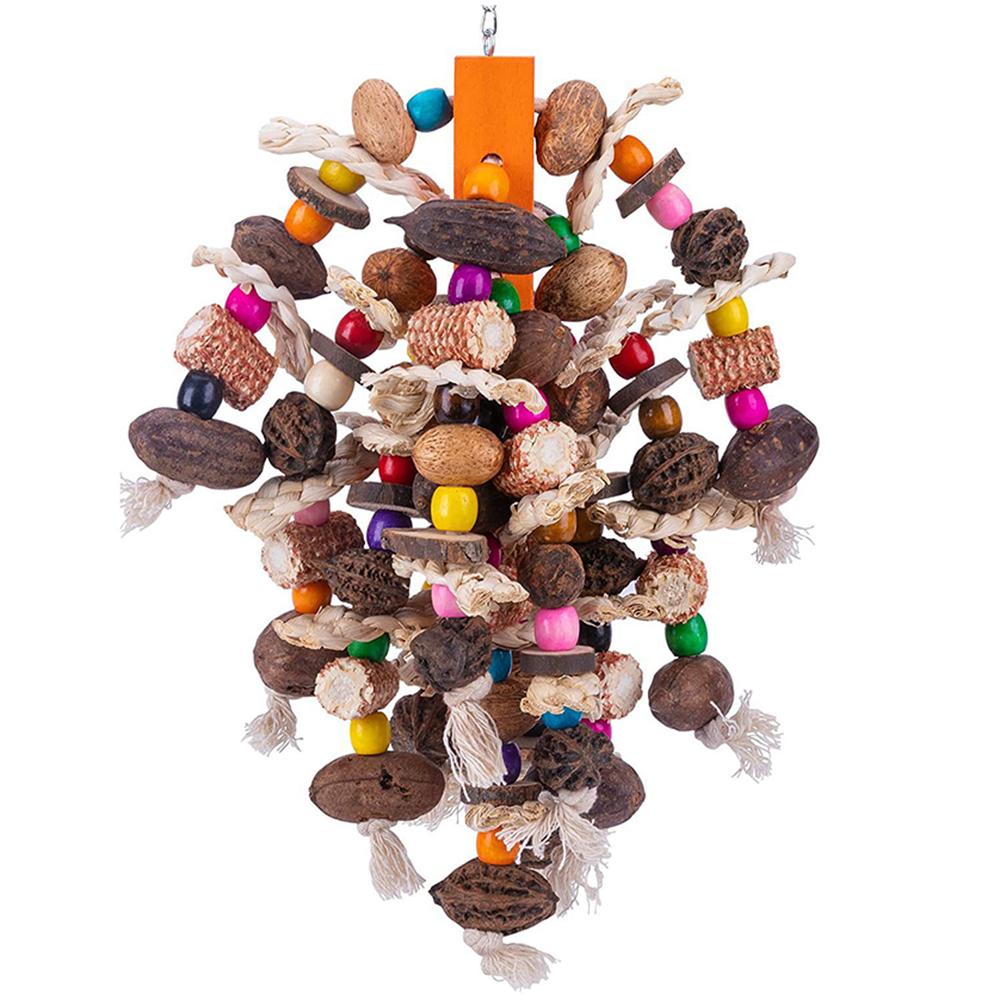 Large   Chewing Toys Wooden Bird Cage Toy Natural Nuts Corn   Toy for African Grey NaMacaws Cockatoos and Other Large Birds