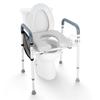 Raised Toilet Seat, 7-Position Height Adjustment 490 - 640 mm, 158.7 kg Weight Capacity, with Comfort Padded Aluminum Frame, Universal Toilet Seat